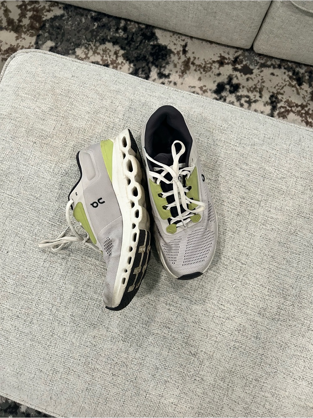 On Running Cloud Running Shoes - Light Gray with Lime Accents